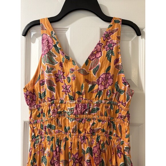Caroline Constas womens Sleeveless Midi Dress size Small Orange Floral Cotton - Picture 5 of 7